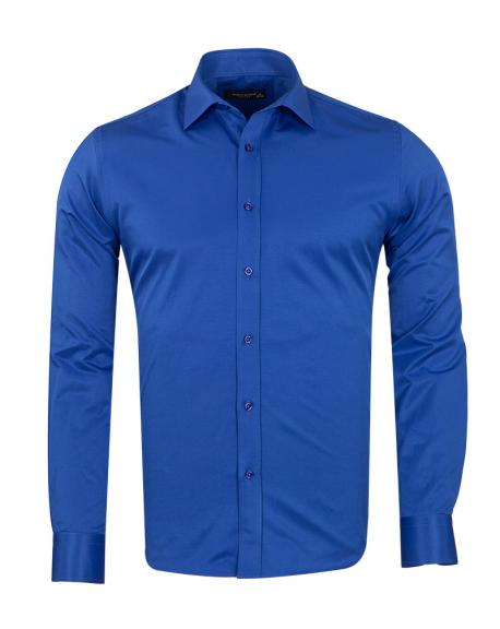 Ярко-синяя однотонная классическая рубашка SL 1050-A
